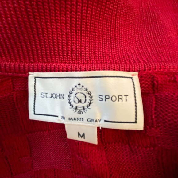 St John Sport Womens Red Cardigan with SJ Pattern in Knit / Size M / Vintage - Picture 7 of 16